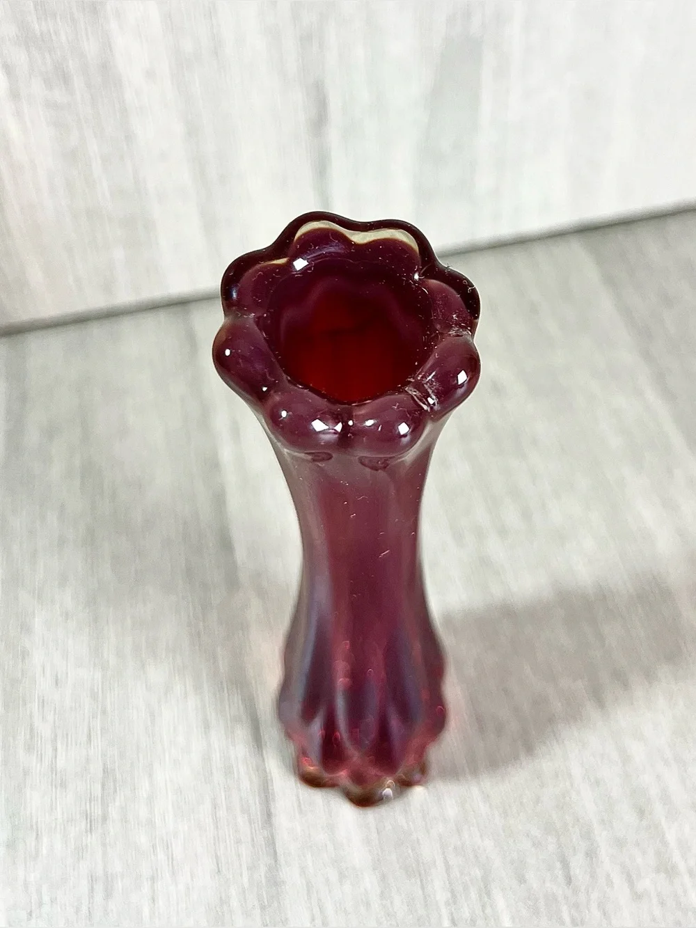Fostoria Ruby Red Swung Glass Vase 7